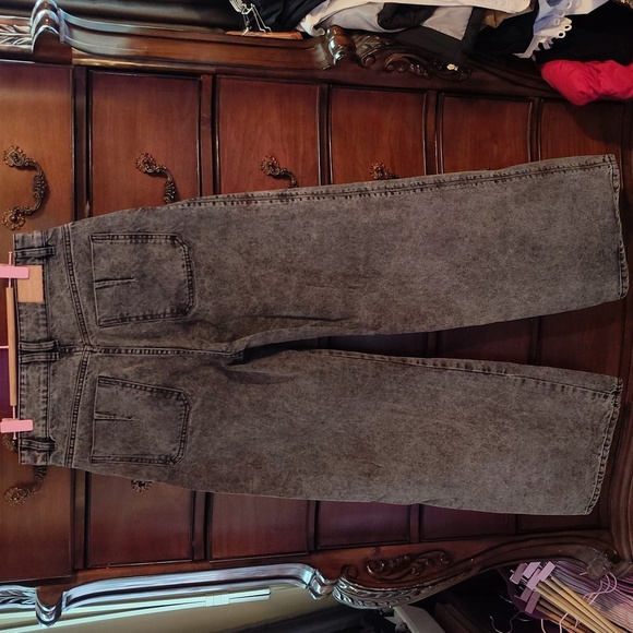 Zara Women's Acid Washed Black/Gray Wide Leg Jeans Sz 8 - Picture 4 of 6